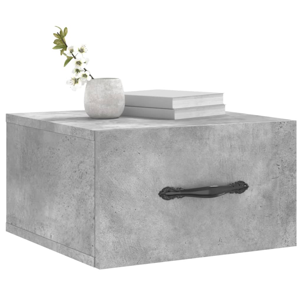 væghængte sengeborde 2 stk. 35x35x20 cm betongrå - Image 3