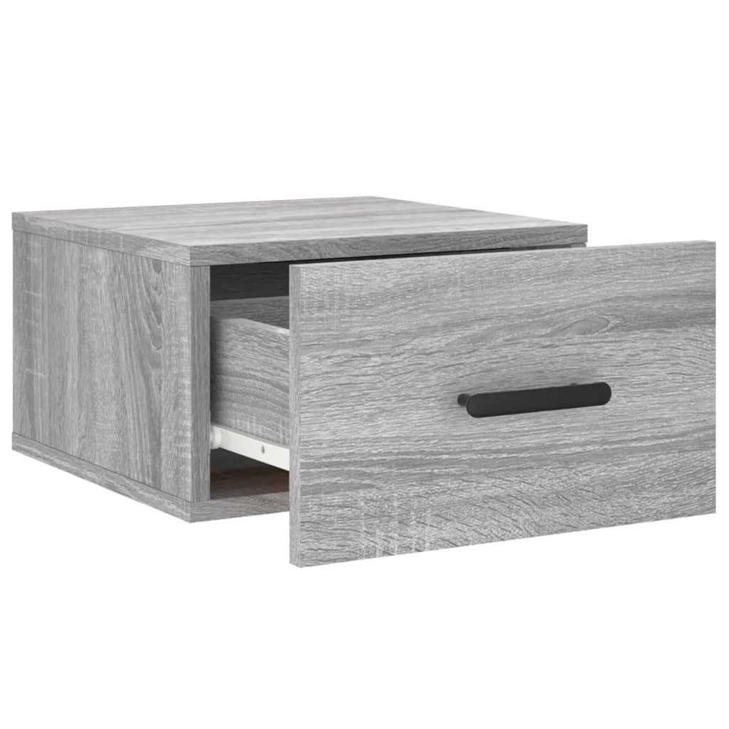 væghængte sengeborde 2 stk. 35x35x20 cm grå sonoma-eg - Image 7