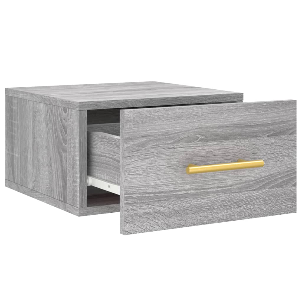 væghængte sengeborde 2 stk. 35x35x20 cm grå sonoma-eg - Image 7