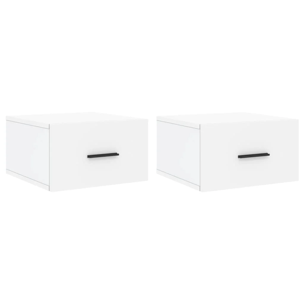 væghængte sengeborde 2 stk. 35x35x20 cm hvid - Image 2