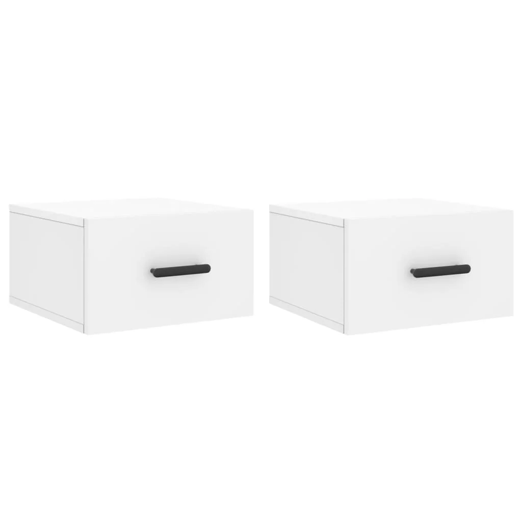 væghængte sengeborde 2 stk. 35x35x20 cm hvid - Image 2