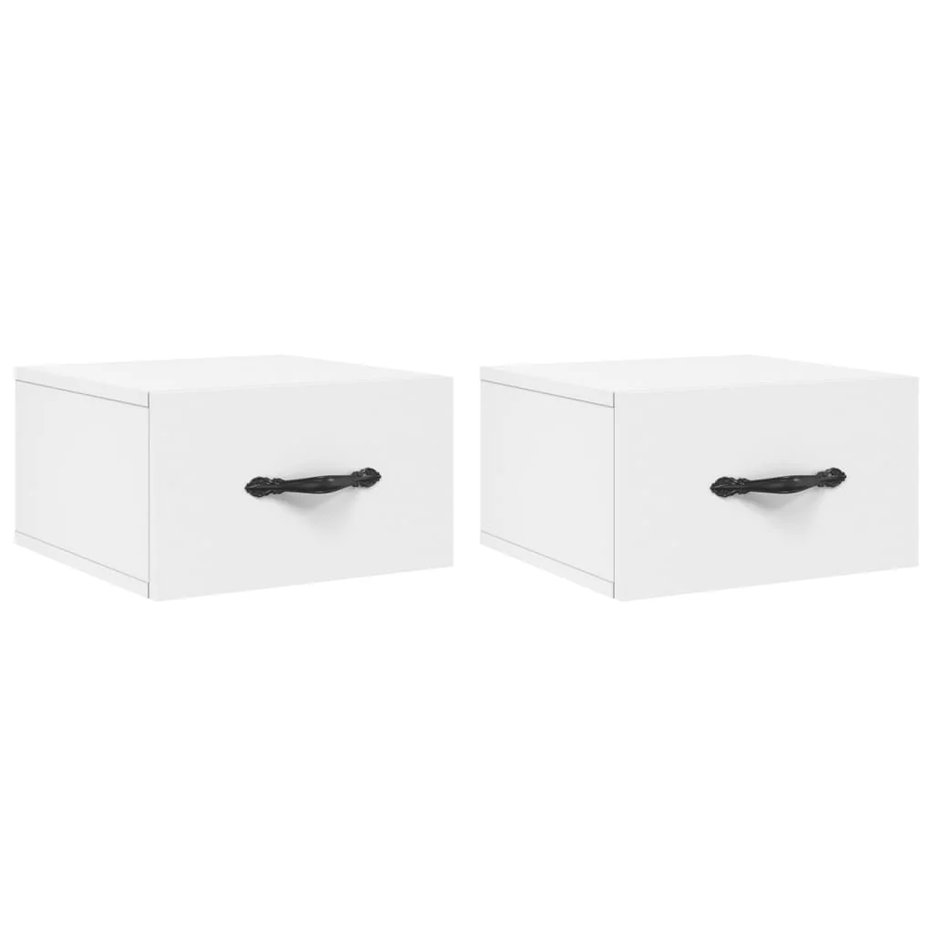 væghængte sengeborde 2 stk. 35x35x20 cm hvid - Image 2
