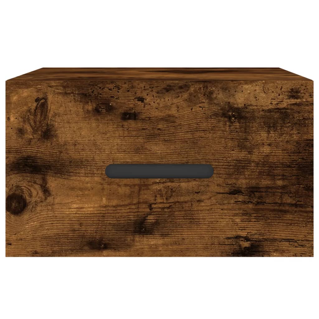 væghængte sengeborde 2 stk. 35x35x20 cm røget egetræsfarve - Image 6