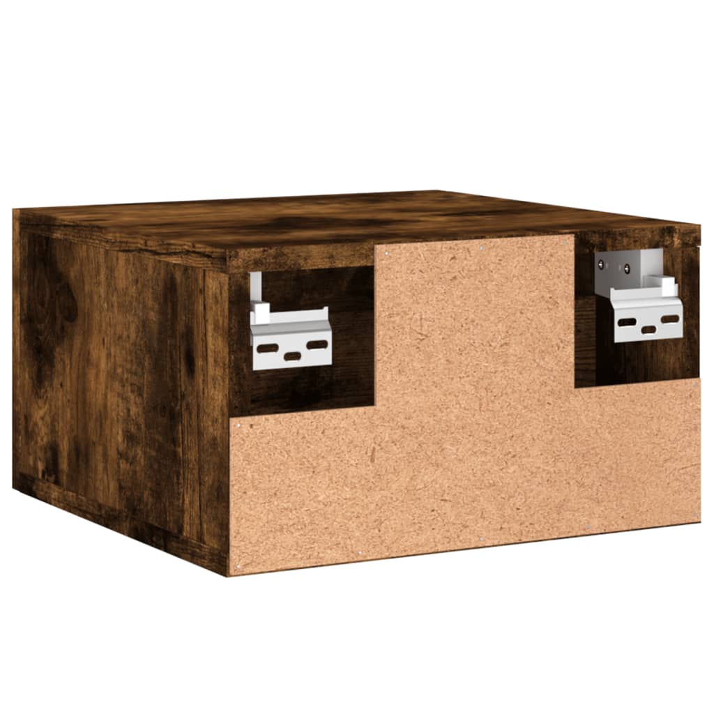 væghængte sengeborde 2 stk. 35x35x20 cm røget egetræsfarve - Image 8