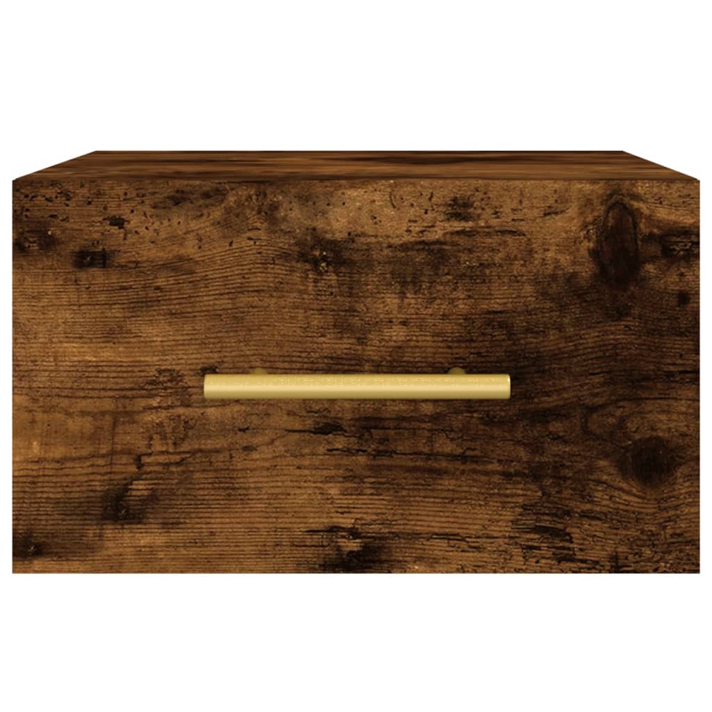 væghængte sengeborde 2 stk. 35x35x20 cm røget egetræsfarve - Image 6