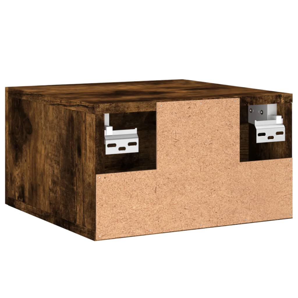 væghængte sengeborde 2 stk. 35x35x20 cm røget egetræsfarve - Image 8