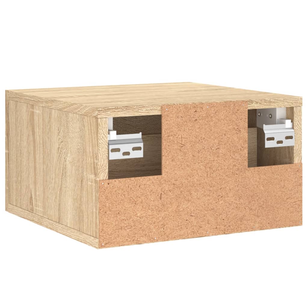 væghængte sengeborde 2 stk. 35x35x20 cm sonoma-eg - Image 8