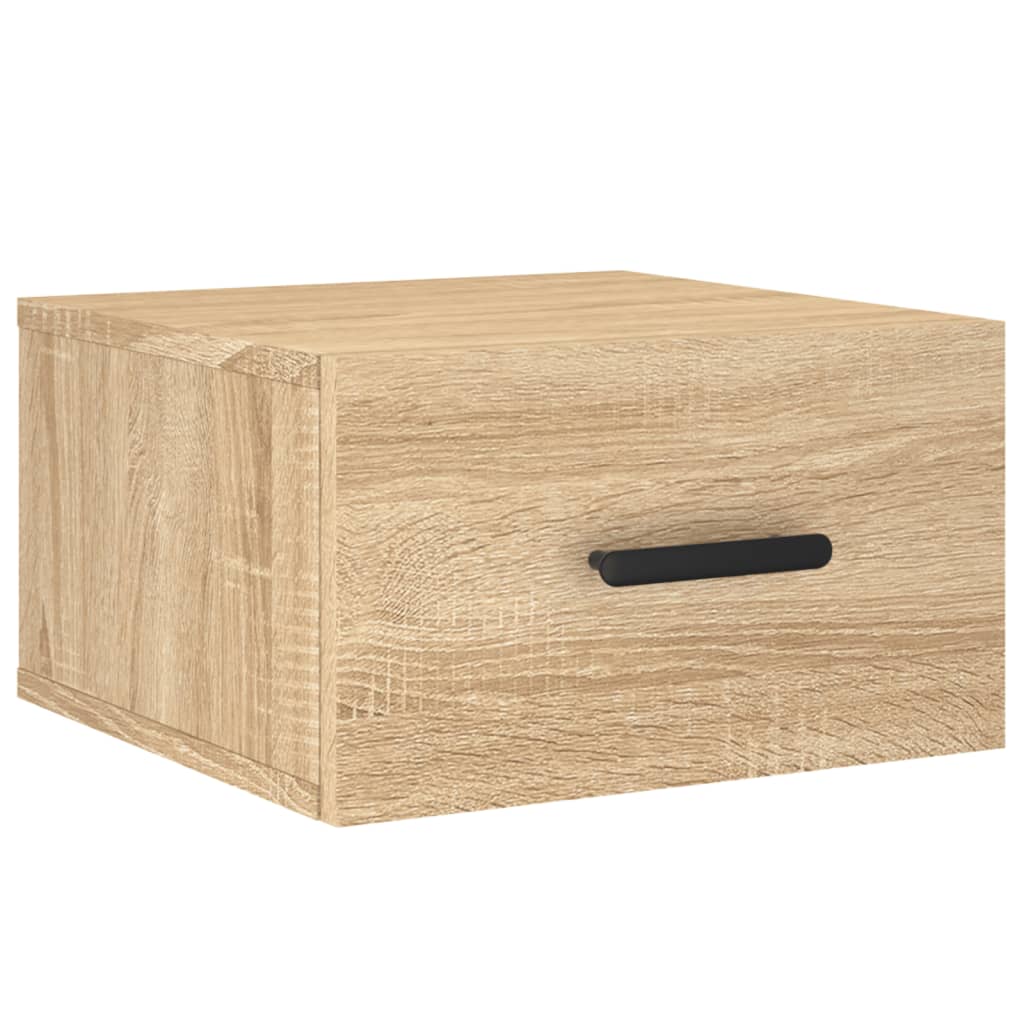 væghængte sengeborde 2 stk. 35x35x20 cm sonoma-eg - Image 5