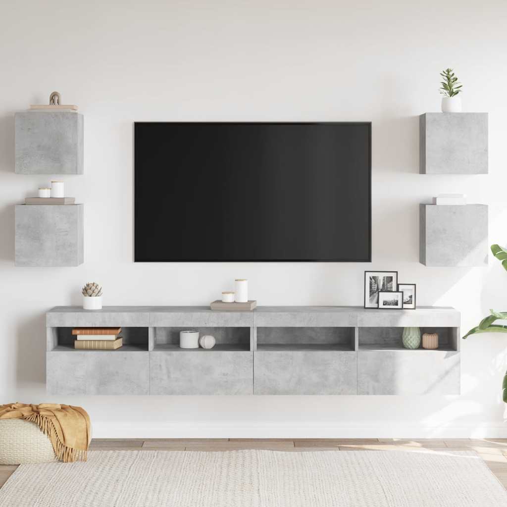 væghængte tv-skabe 4 stk. 30,5x30x30 cm betongrå - Image 3