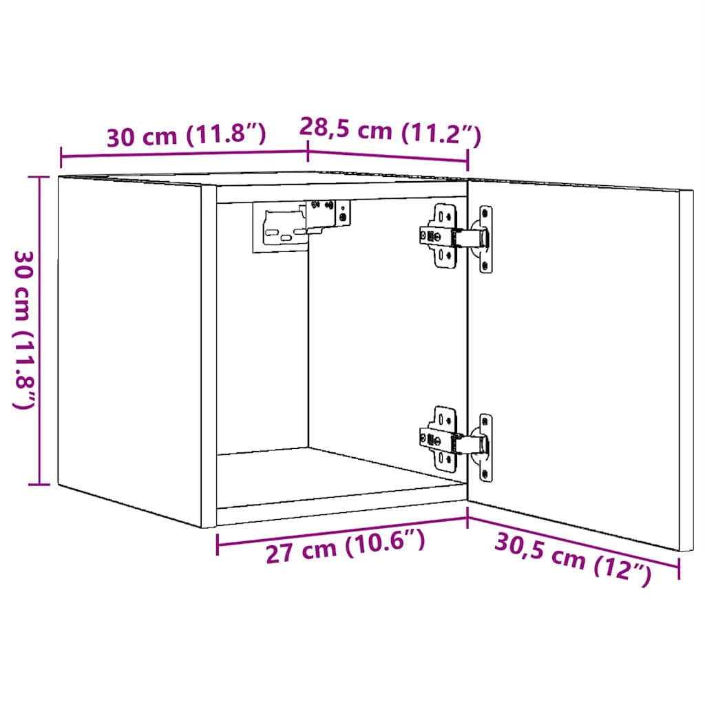 væghængte tv-skabe 4 stk. 30,5x30x30 cm hvid - Image 10