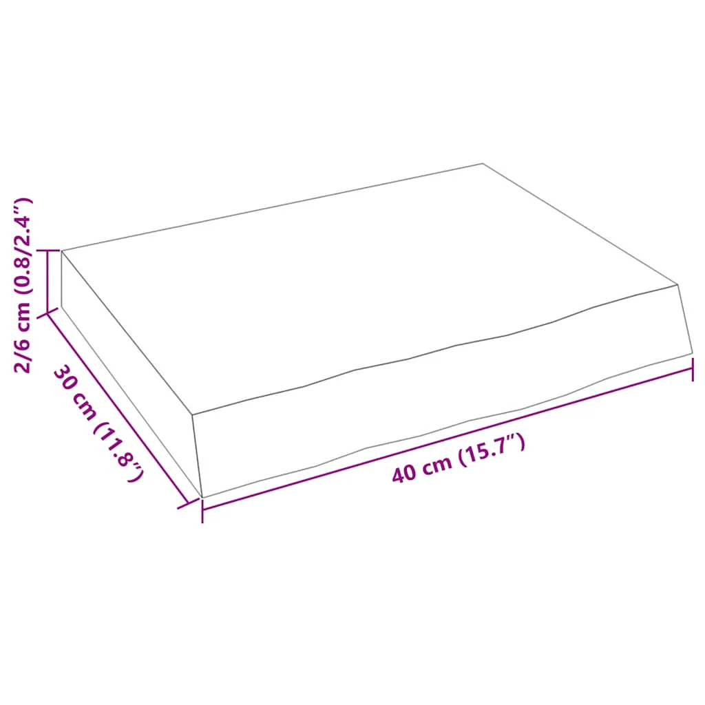 væghylde 40x30x(2-6) cm ubehandlet massivt egetræ - Image 8