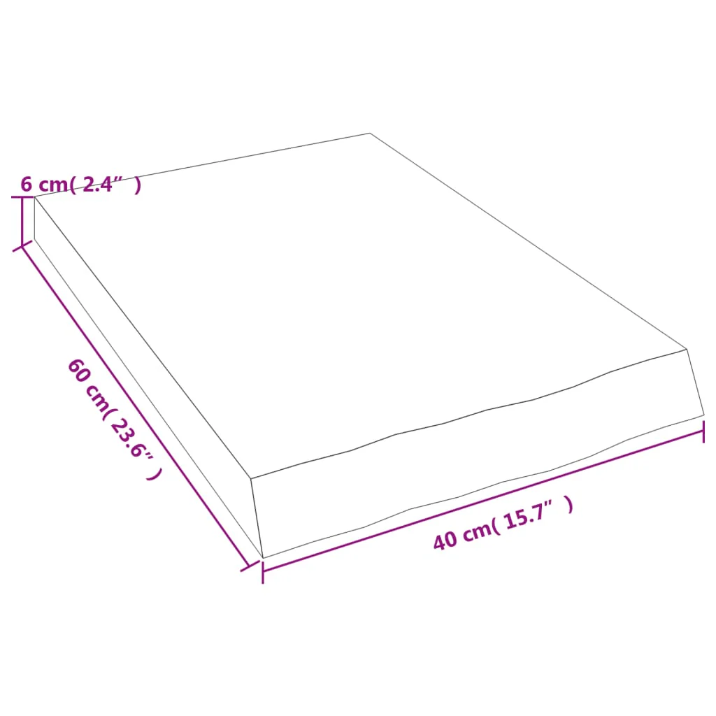 væghylde 40x60x(2-6) cm ubehandlet massivt egetræ - Image 8