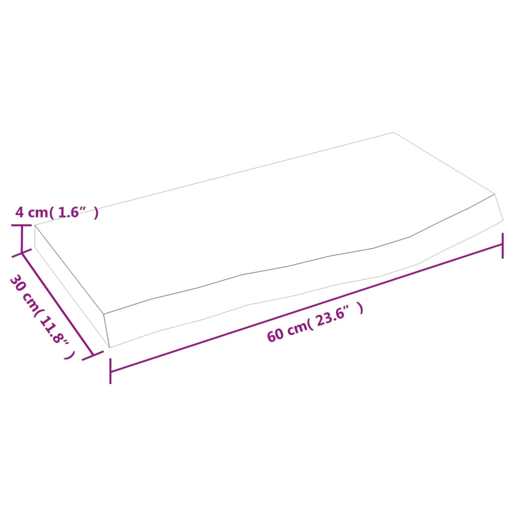 væghylde 60x30x(2-4) cm ubehandlet massivt egetræ - Image 8