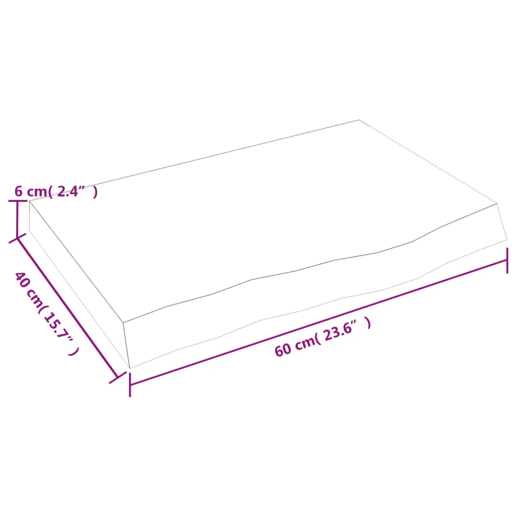 væghylde 60x40x(2-6) cm ubehandlet massivt egetræ - Image 8