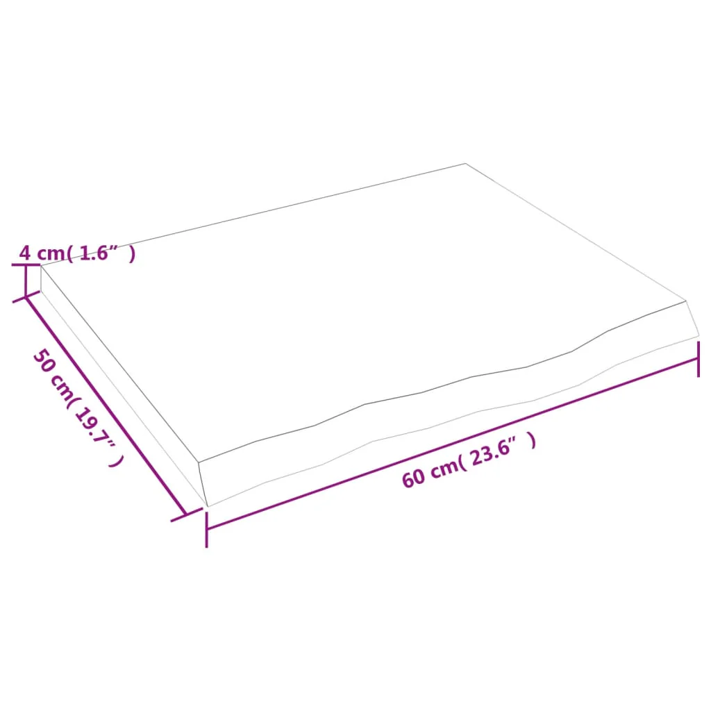 væghylde 60x50x(2-4) cm ubehandlet massivt egetræ - Image 8