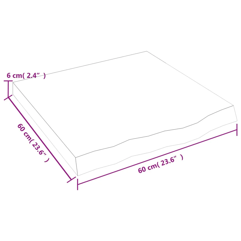 væghylde 60x60x(2-6) cm ubehandlet massivt egetræ - Image 8