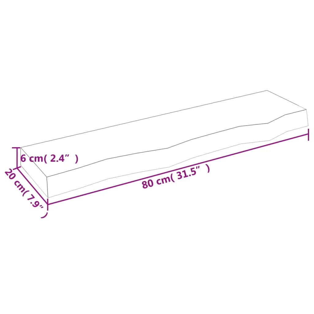 væghylde 80x20x6 cm ubehandlet massivt egetræ - Image 7