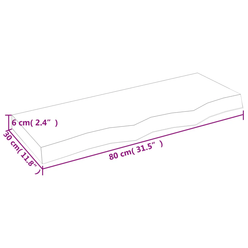 væghylde 80x30x(2-6) cm ubehandlet massivt egetræ - Image 8