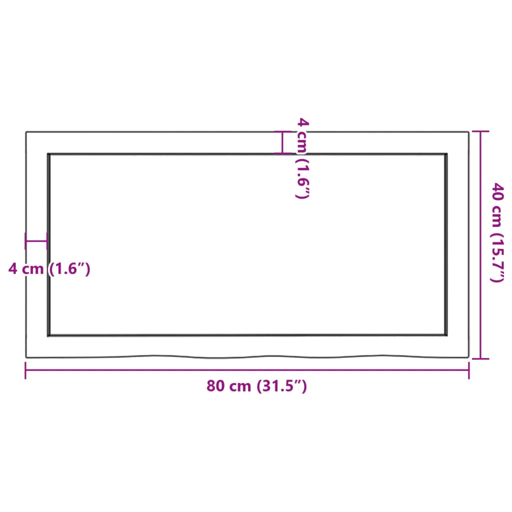 væghylde 80x40x(2-4) cm ubehandlet massivt egetræ - Image 9