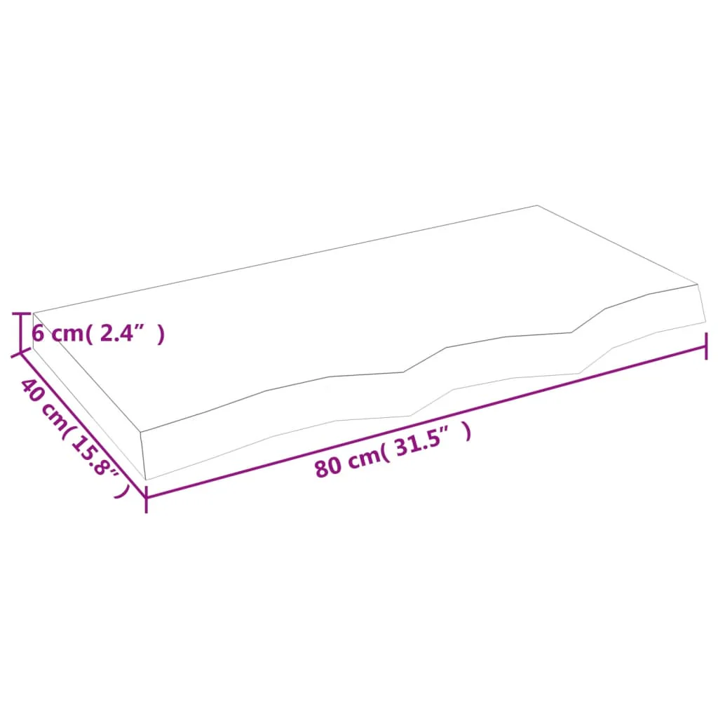 væghylde 80x40x(2-6) cm ubehandlet massivt egetræ - Image 8