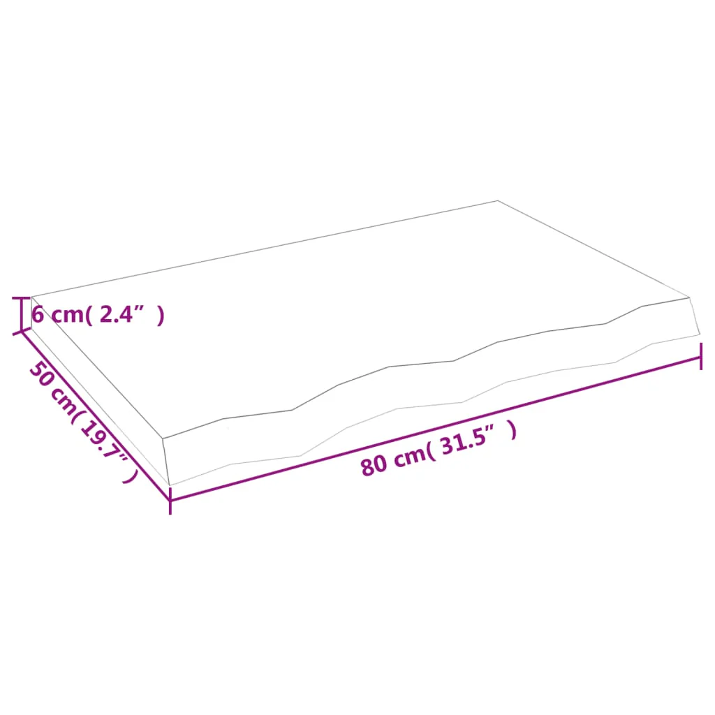 væghylde 80x50x(2-6) cm ubehandlet massivt egetræ - Image 8