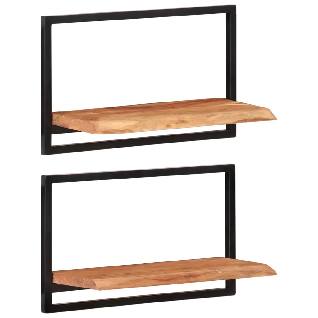 væghylder 2 stk. 60x25x35 cm massivt akacietræ og stål - Image 10