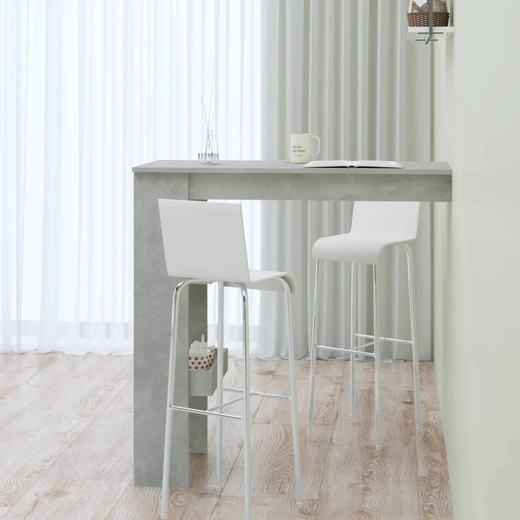 vægmonteret barbord 102x45x103,5 cm konstrueret træ betongrå - Image 6