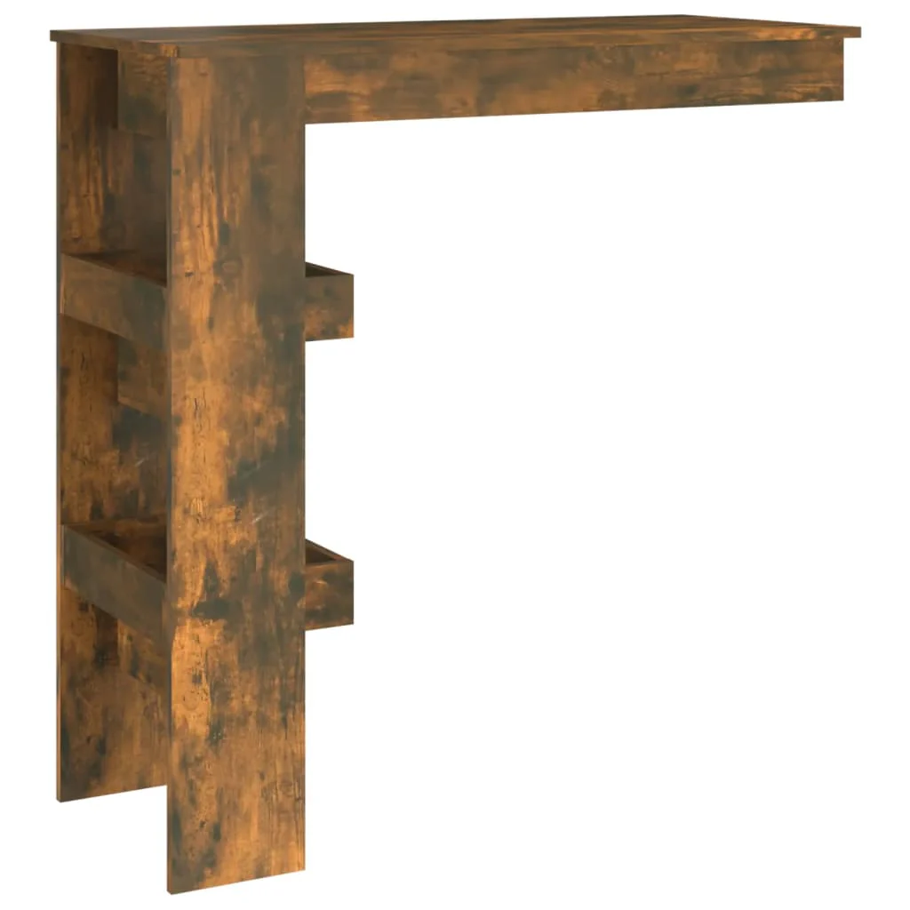 vægmonteret barbord 102x45x103,5 cm konstrueret træ røget eg - Image 5