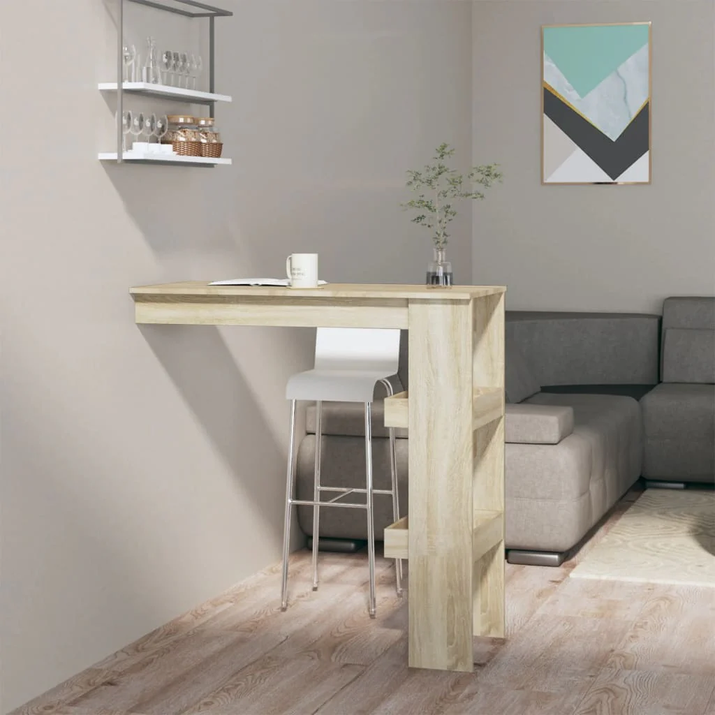 vægmonteret barbord 102x45x103,5 cm konstrueret træ sonoma-eg