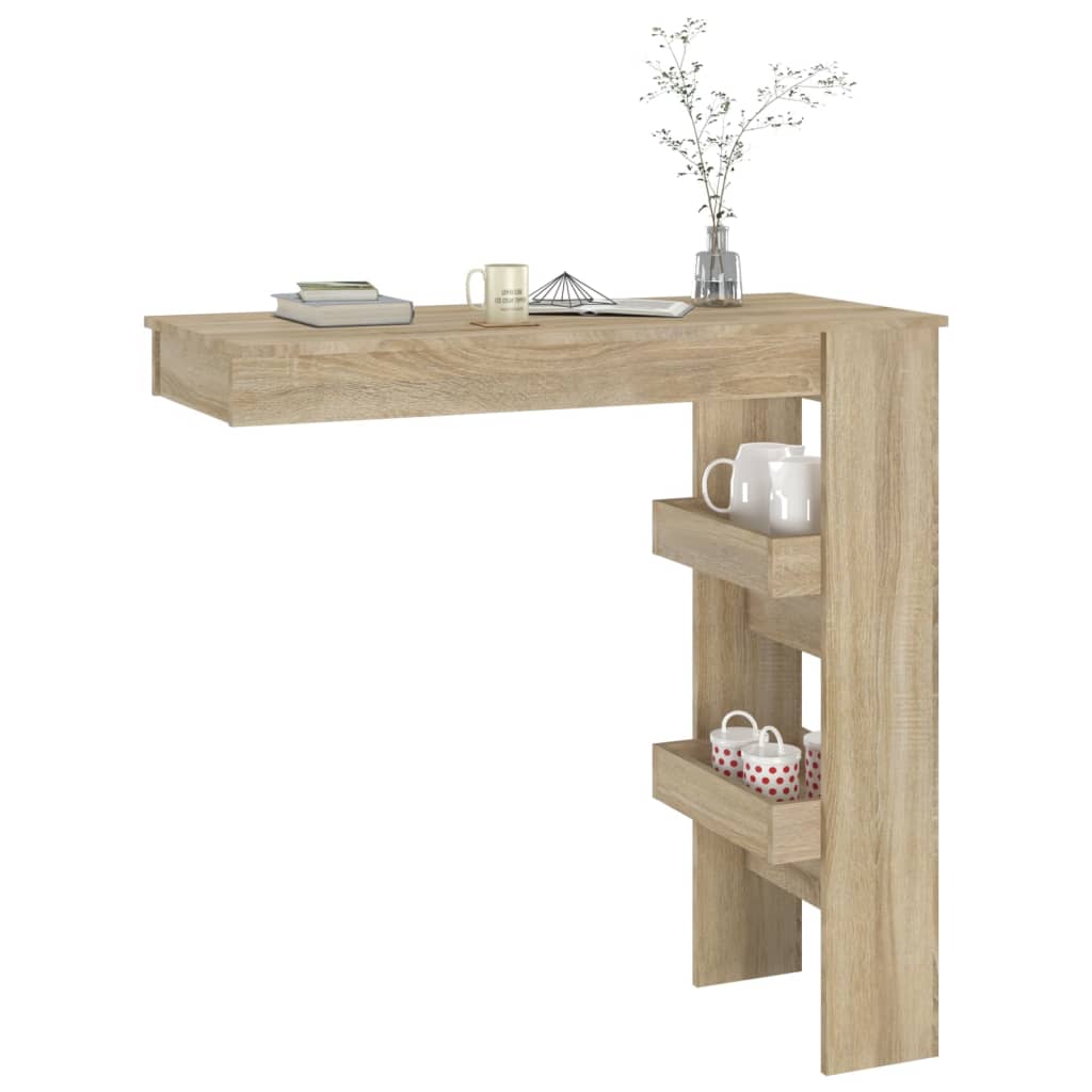 vægmonteret barbord 102x45x103,5 cm konstrueret træ sonoma-eg - Image 7
