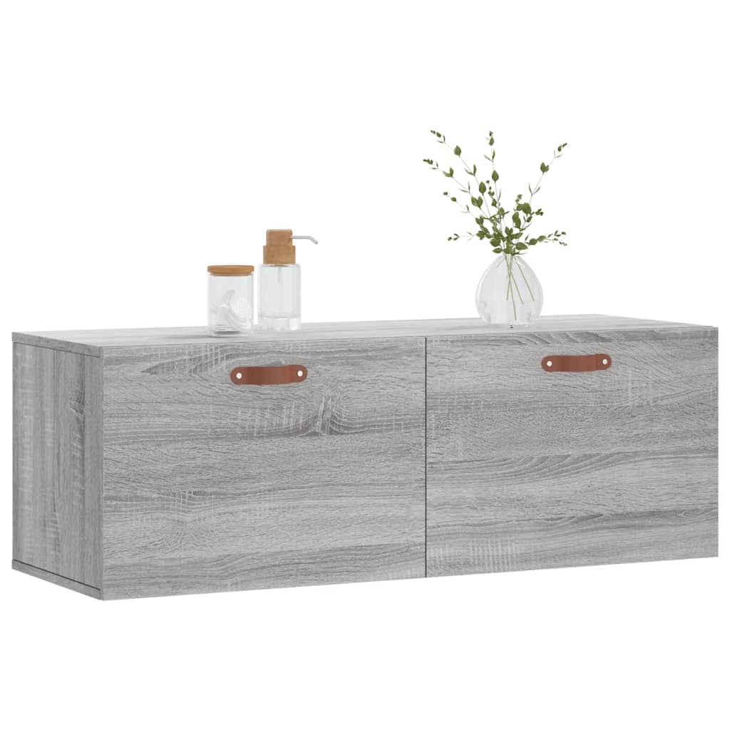 vægskab 100x36,5x35 cm konstrueret træ grå sonoma-eg - Image 3