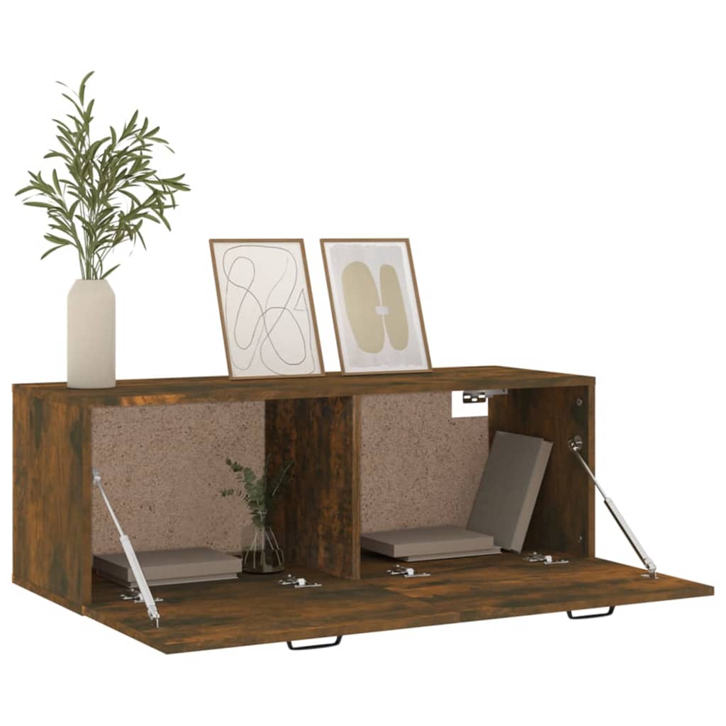 vægskab 100x36,5x35 cm konstrueret træ røget egetræsfinish - Image 4