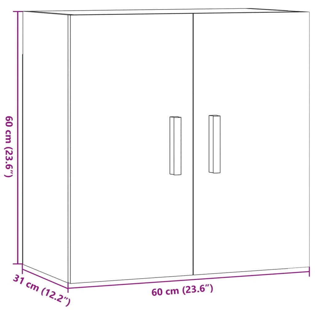 vægskab 60x31x60 cm konstrueret træ antikt træ - Image 10