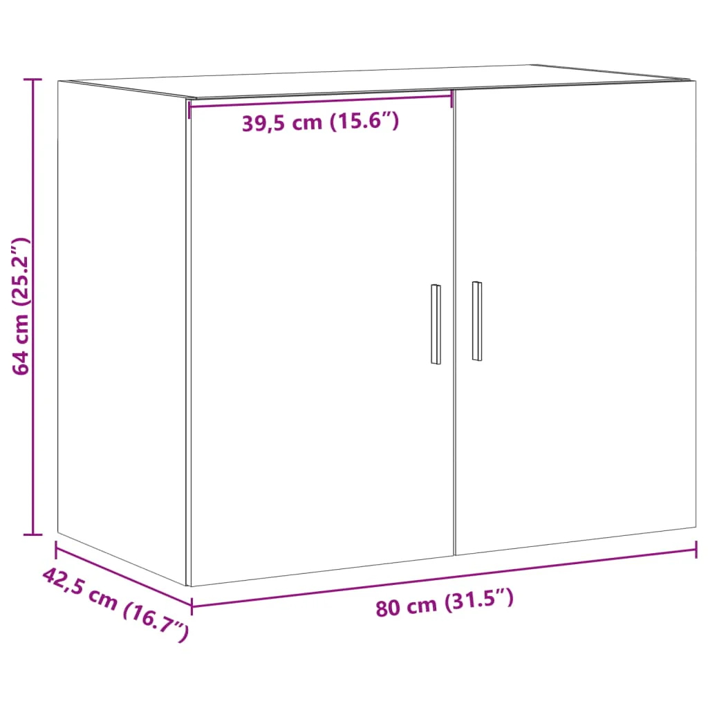 vægskab 80x42,5x64 cm konstrueret træ betongrå - Image 10