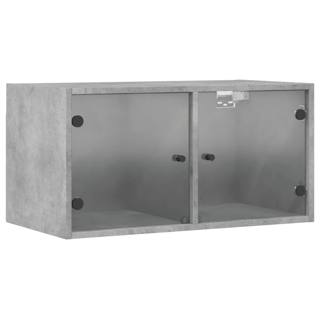 vægskab med glaslåger 68,5x37x35 cm betongrå - Image 2