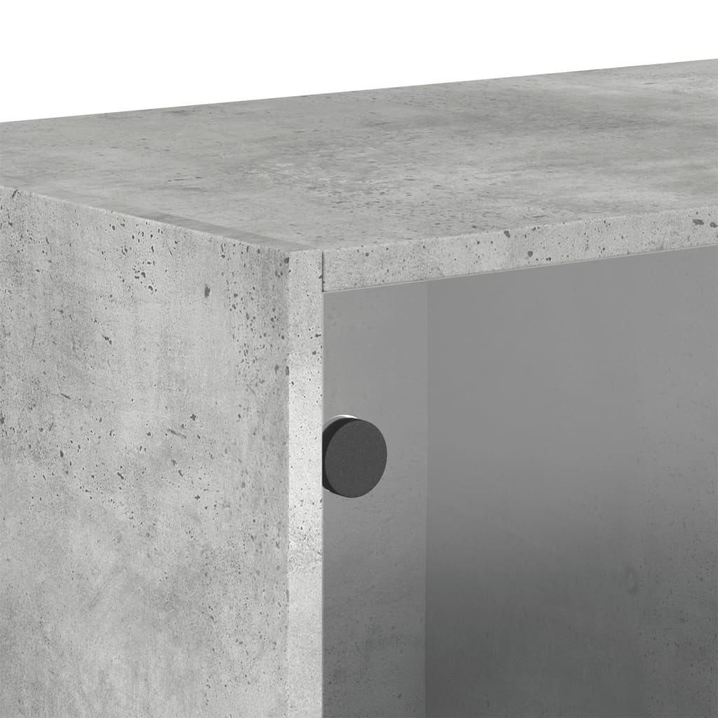 vægskab med glaslåger 68,5x37x35 cm betongrå - Image 8
