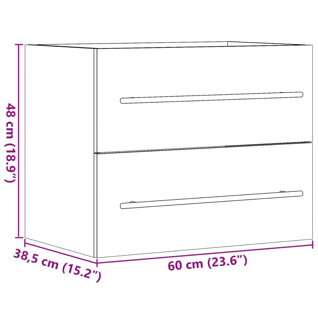 vaskeskab 60x38,5x48 cm konstrueret træ betongrå - Image 10