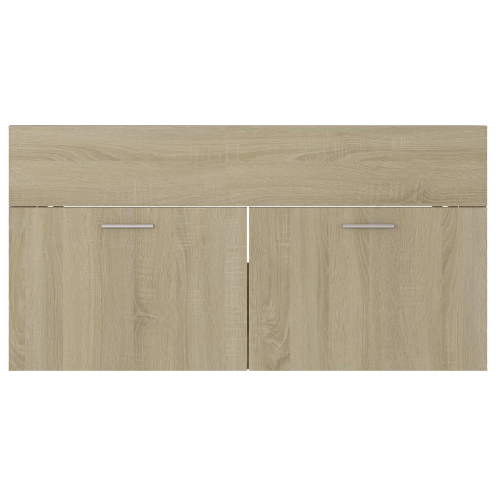 vaskeskab 90x38,5x46 cm konstrueret træ grå - Image 5