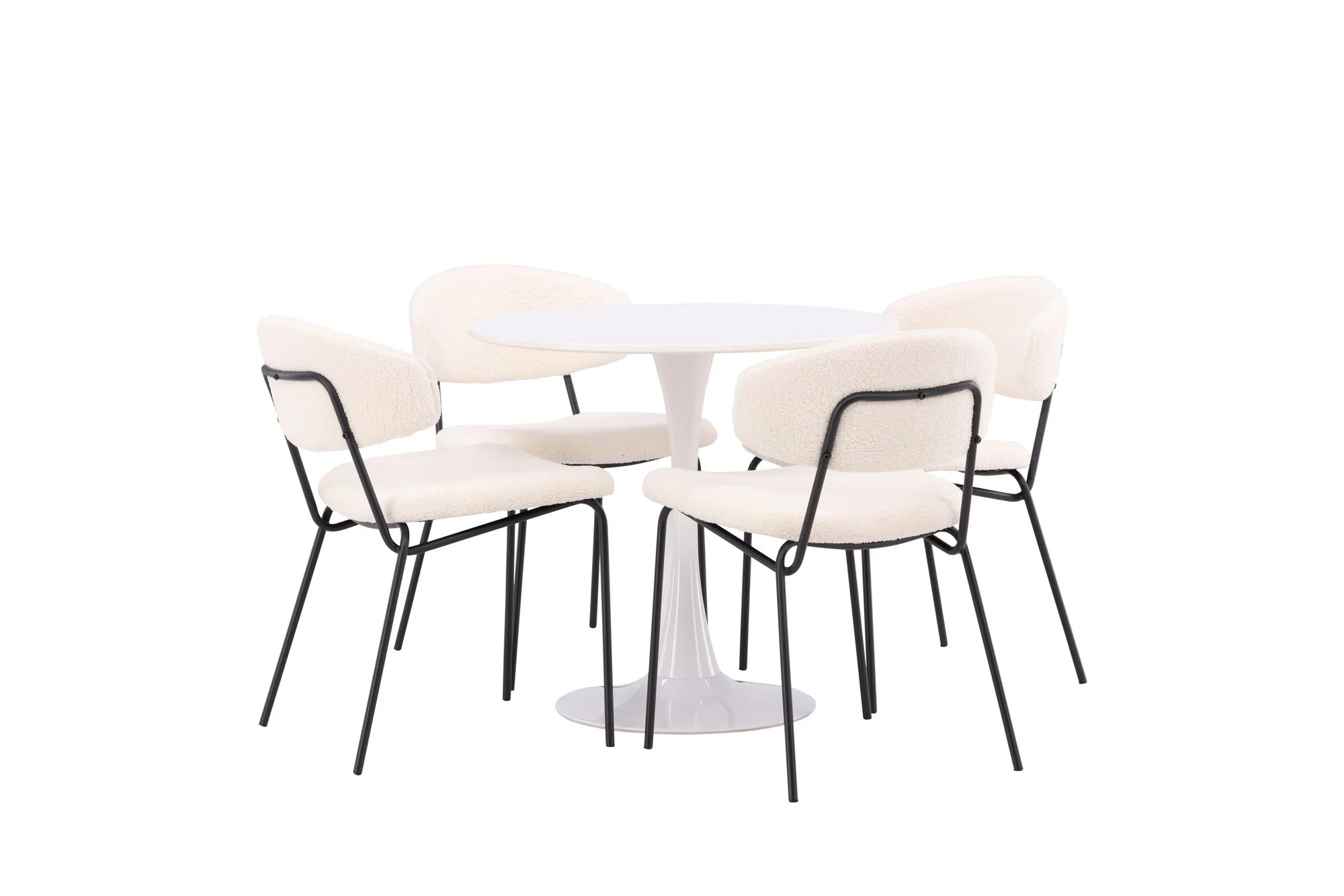 Venture Home Hamden Spisebord - Hvid MDF + 4 stk. Chico Spisestol - Sort / Hvid - Image 10