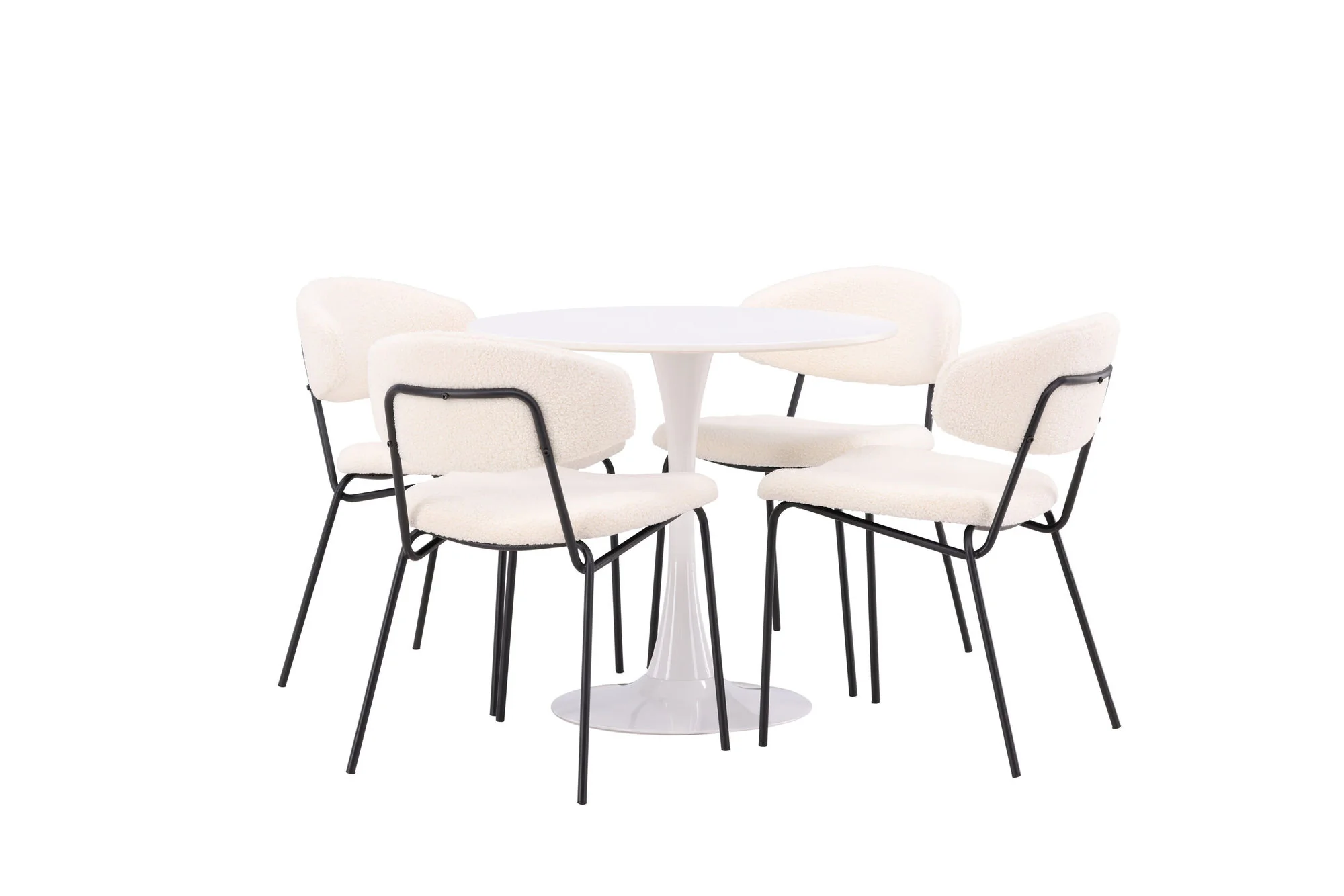 Venture Home Hamden Spisebord - Hvid MDF + 4 stk. Chico Spisestol - Sort / Hvid - Image 3