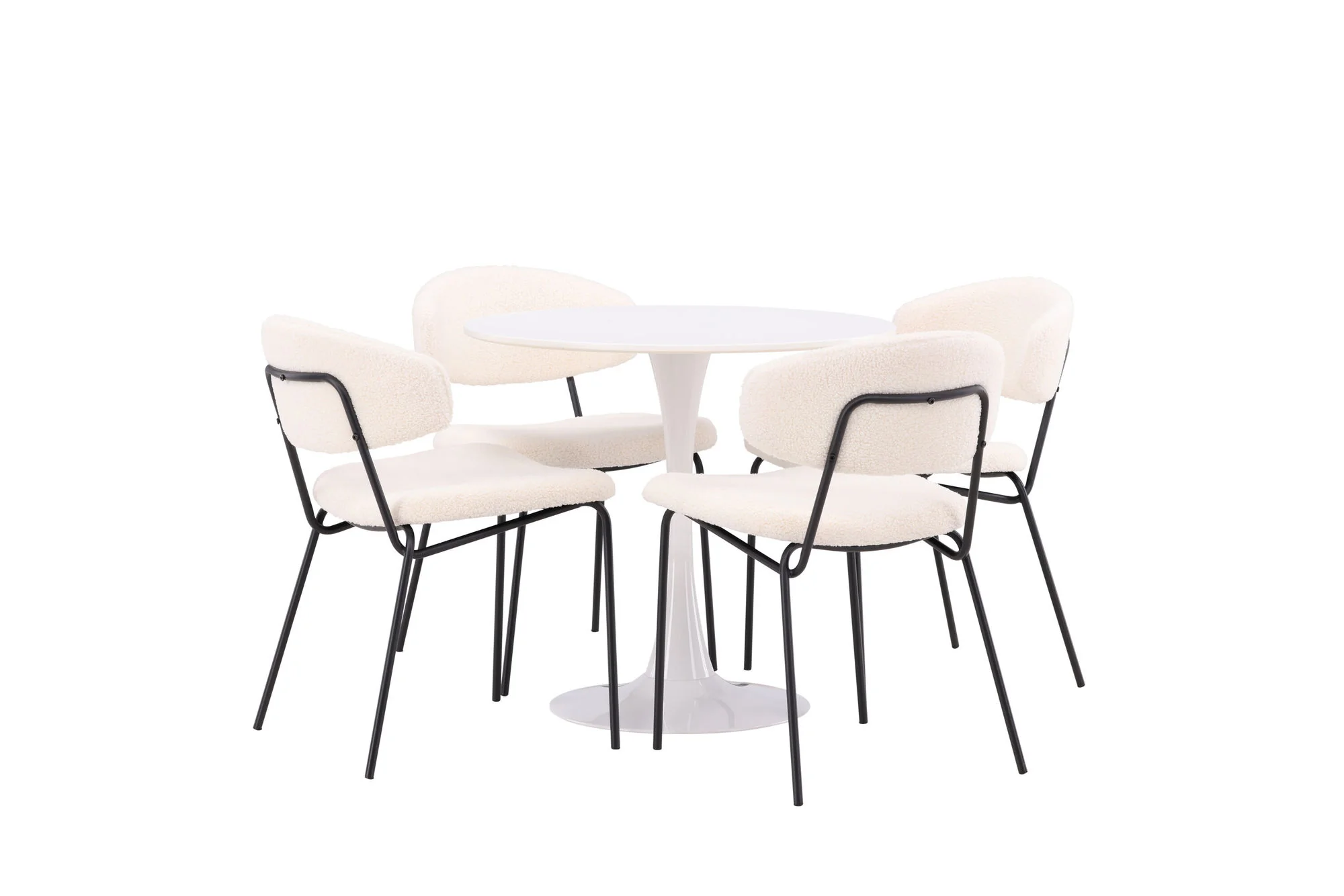 Venture Home Hamden Spisebord - Hvid MDF + 4 stk. Chico Spisestol - Sort / Hvid - Image 4