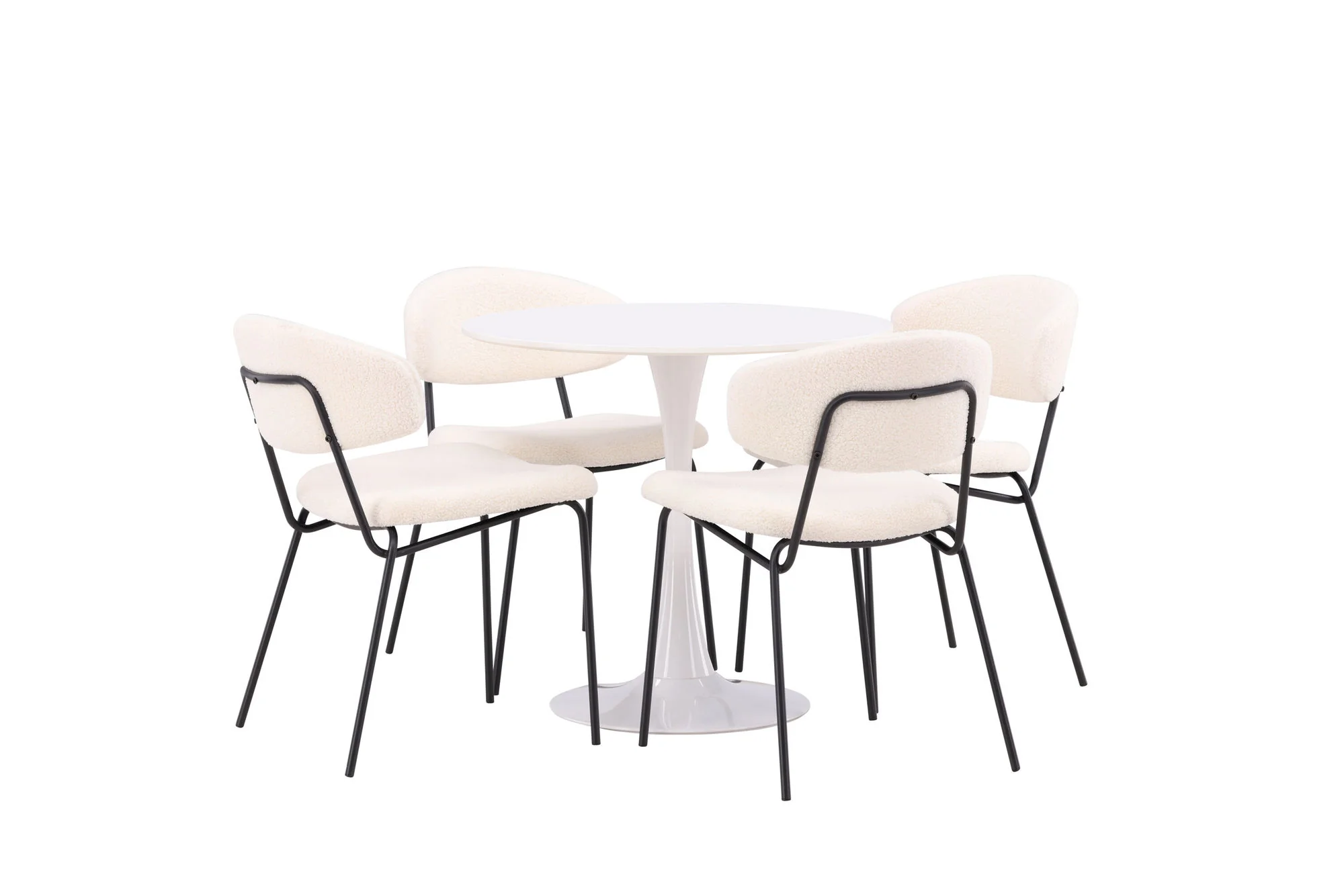 Venture Home Hamden Spisebord - Hvid MDF + 4 stk. Chico Spisestol - Sort / Hvid - Image 7