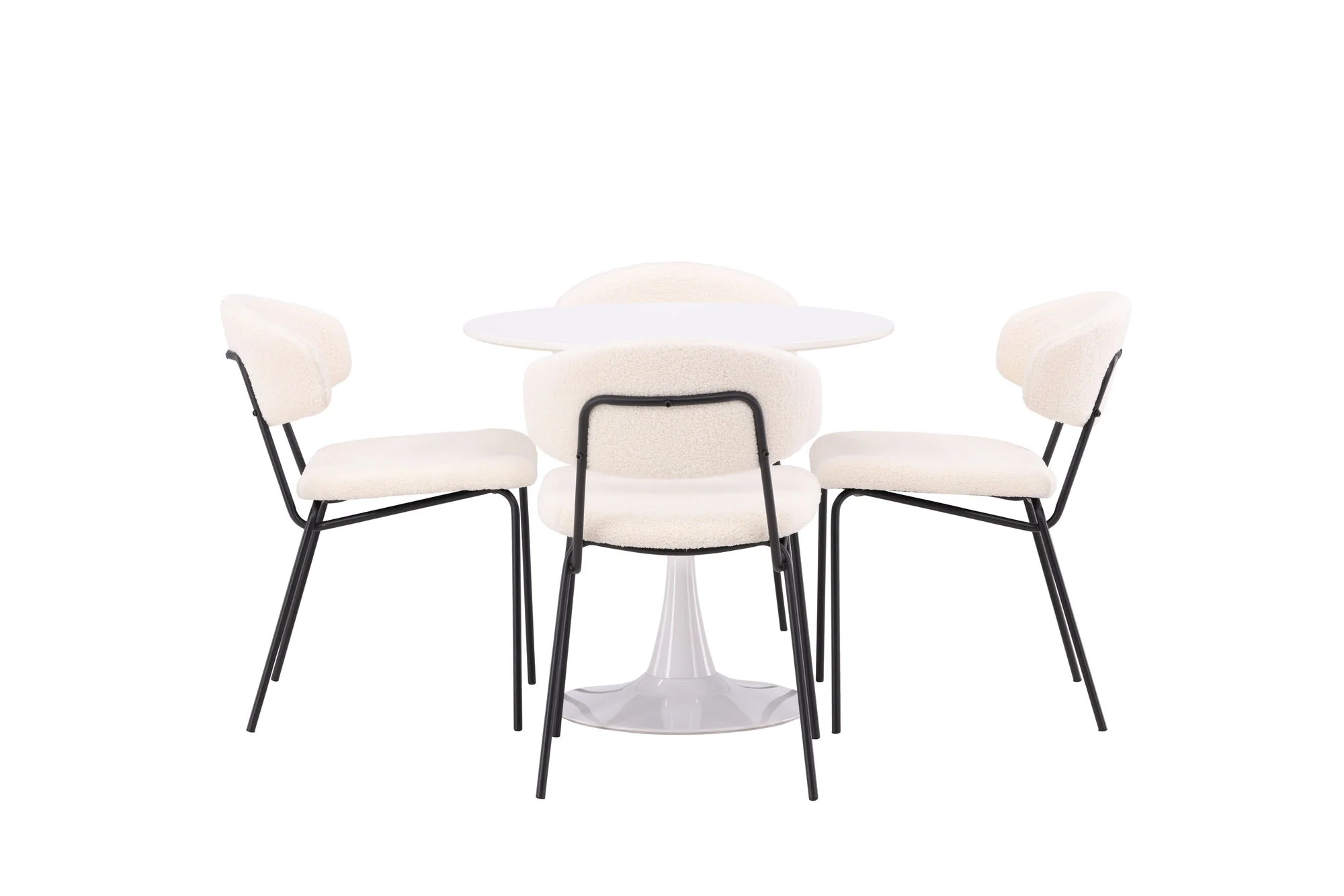 Venture Home Hamden Spisebord - Hvid MDF + 4 stk. Chico Spisestol - Sort / Hvid - Image 8