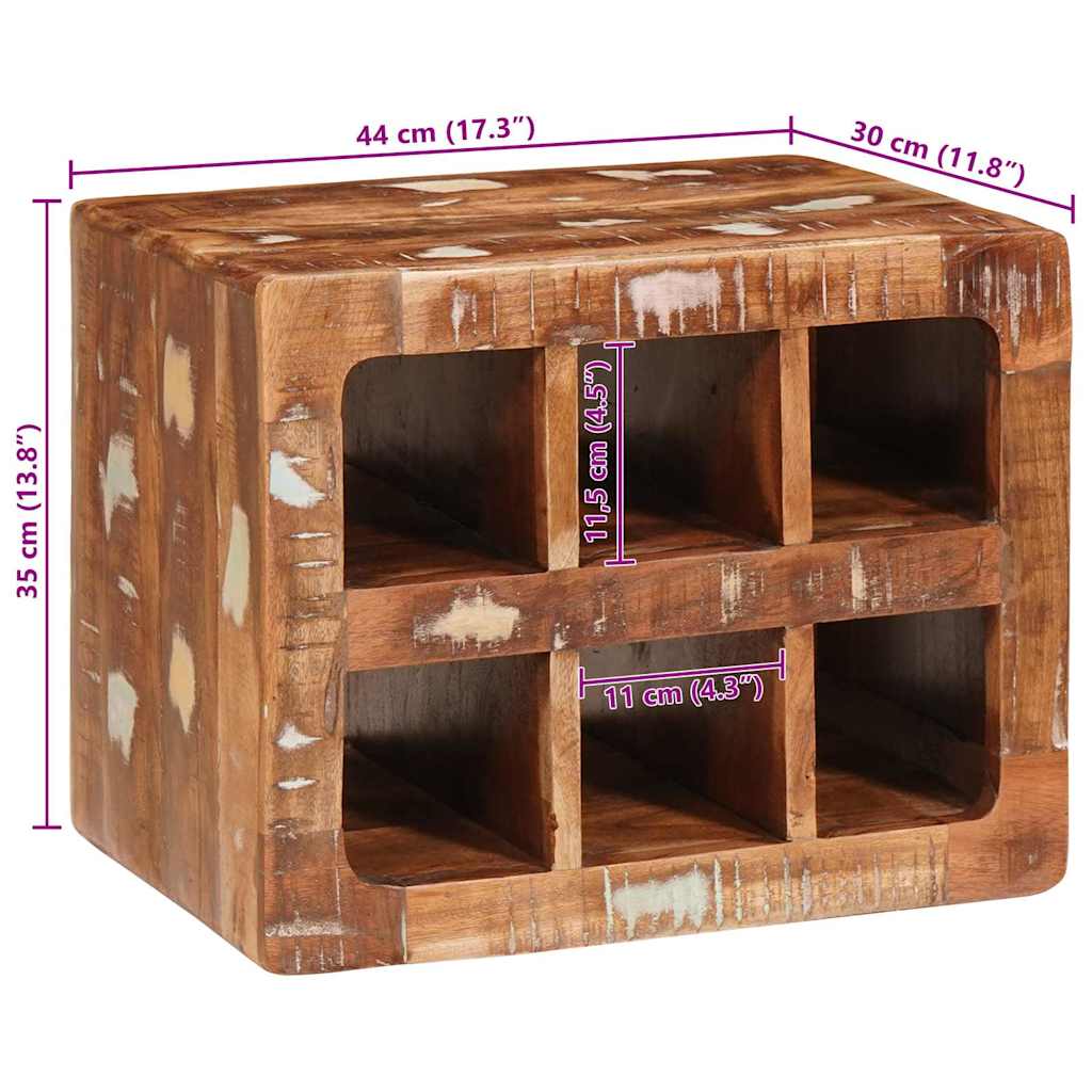 Vinfad med opbevaring Brun 44 x 30 x 35 cm Solid genbrugs træ - Image 11
