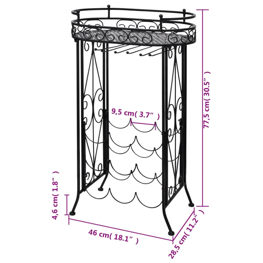 vinreol med glasholder 9 flasker metal - Image 5
