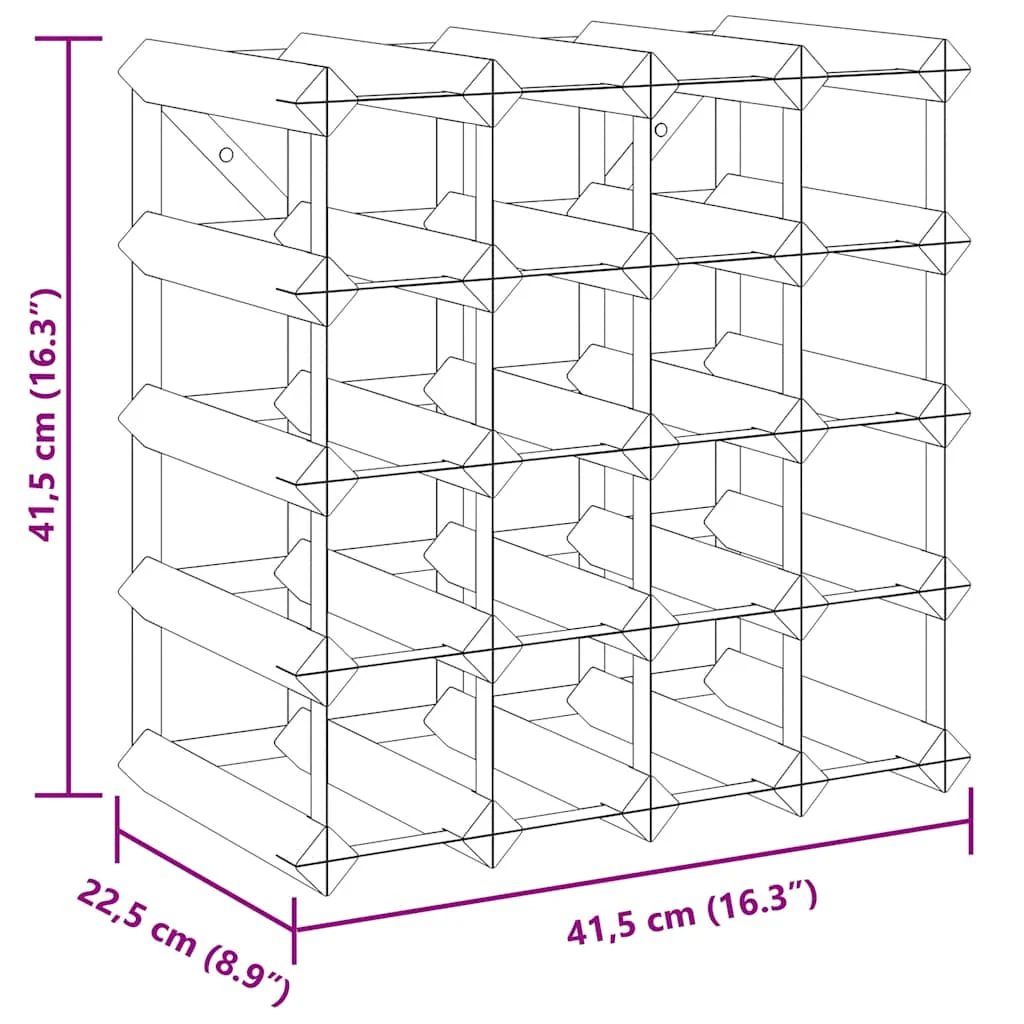 vinreol til 20 flasker massivt fyrretræ sort - Image 8