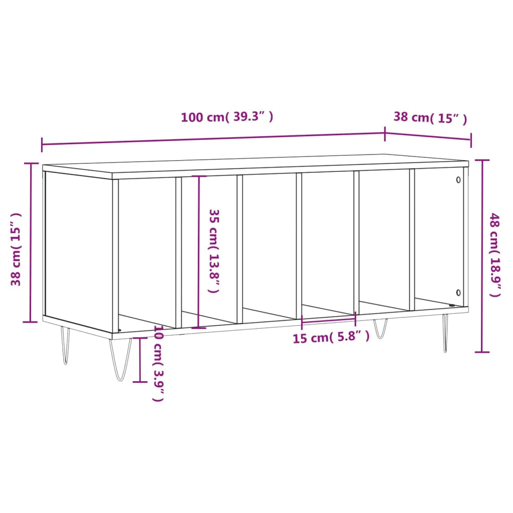vinylskab 100x38x48 cm konstrueret træ hvid - Image 8