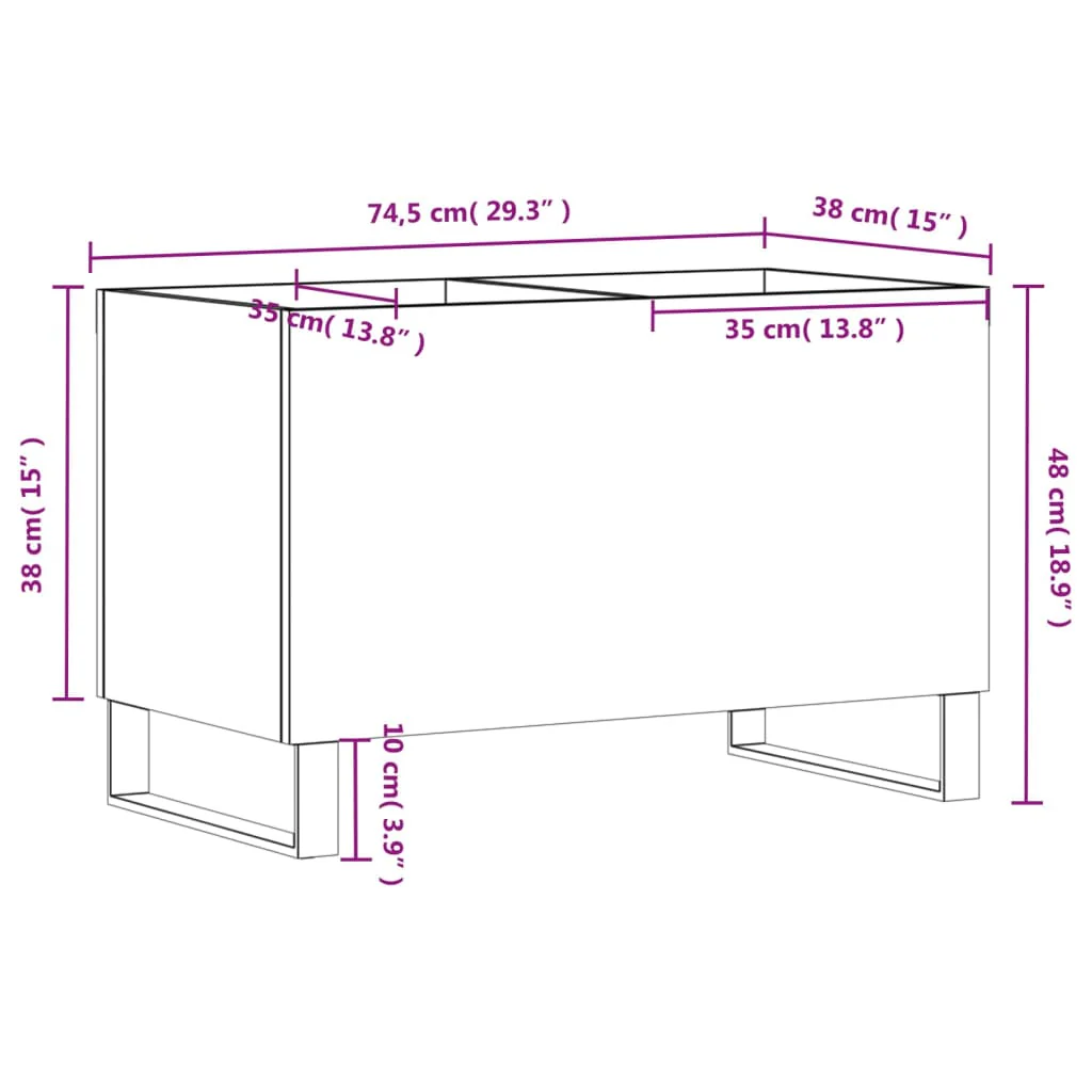vinylskab 74,5x38x48 cm konstrueret træ betongrå - Image 8