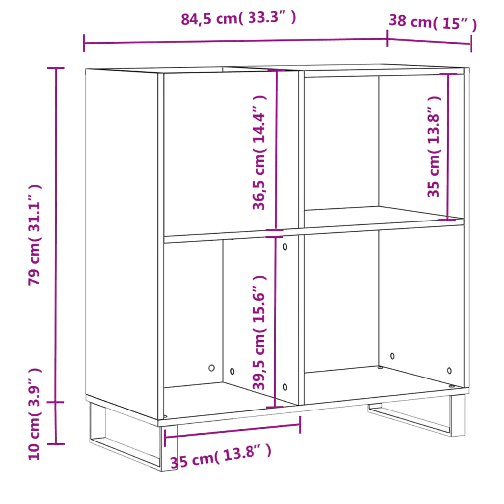 vinylskab 84,5x38x39 cm konstrueret træ sonoma-eg - Image 9