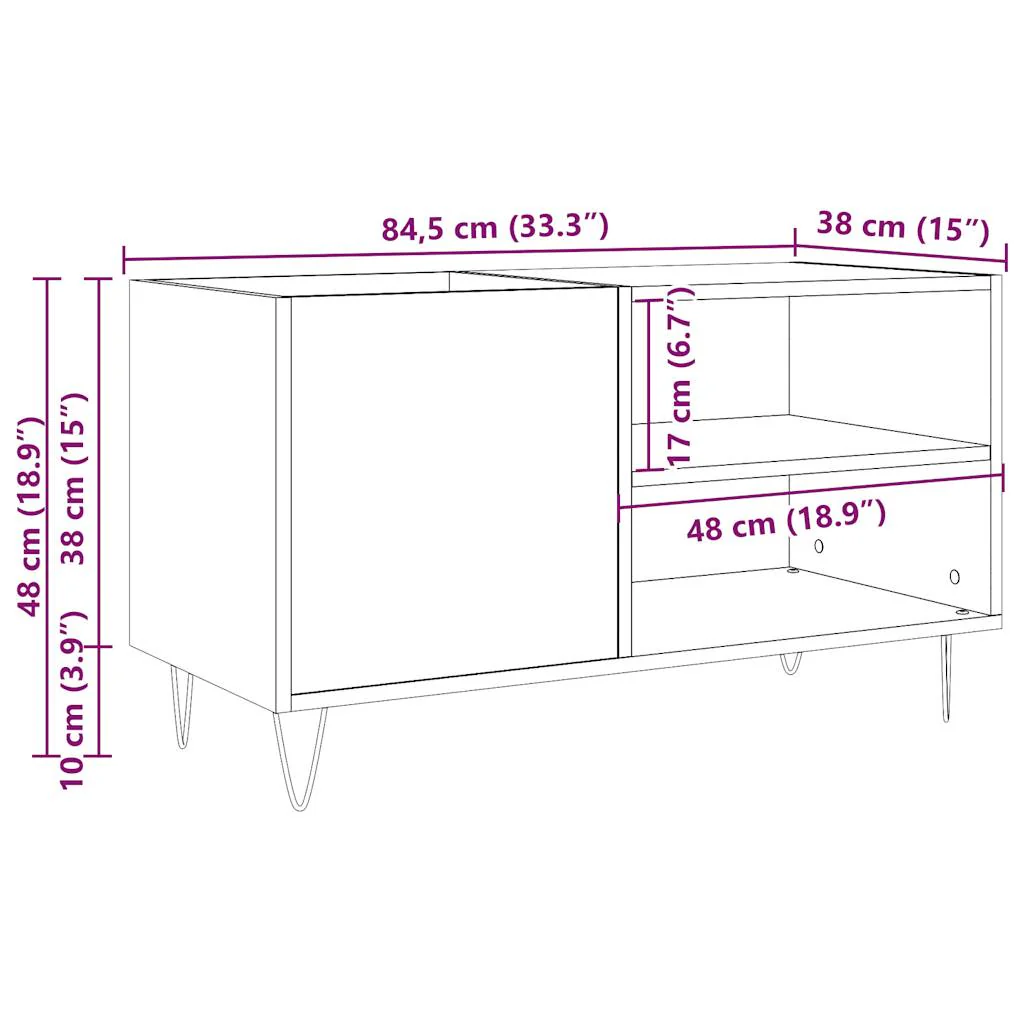 vinylskab 84,5x38x48 cm konstrueret træ antikt trælook - Image 9